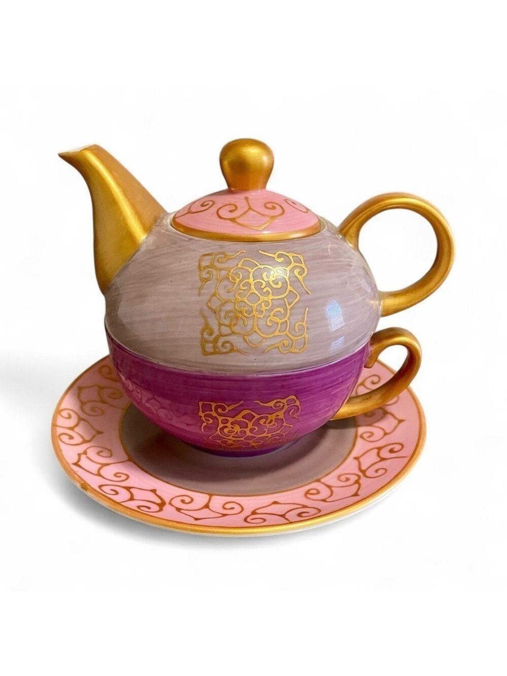 Top Line Tea for One Set, Pink & Gold, Made in Germany.